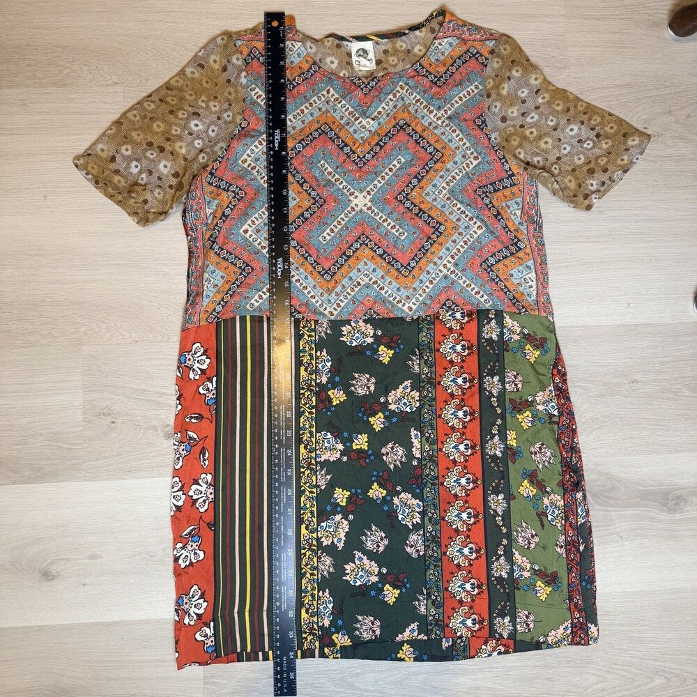 Tiny Dress Womens S Geometric Scoop Neck Short Sleeve Sheer Sleeves